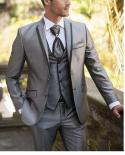 2022 Custom Made Sliver Groom Groomsmen Mens Suits Tuxedos For Prom Wedding jacketpantsvest Men Suit Set Slim Costum