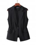 M 4xl New Ol Fashion Womens Jacket Waistcoat Suit Vest Short Style Elastic Waist Slim Elegant Office Female Tops Black 