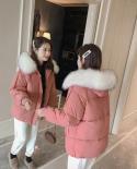 Winter Parkas Women Jacket 2022 New Fashion Fur Collar Hooded Female Jacket Thick Warm Cotton Padded Parka Casual Outwea
