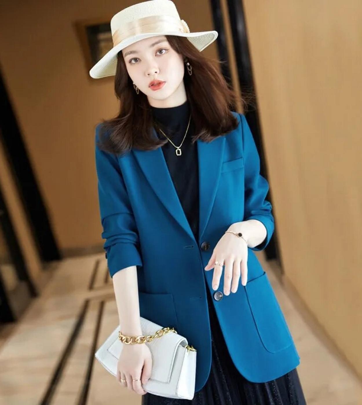 Business Women Blazer New 2022 Autumn Long Sleeve Female Notched Collar Office Ladies Suits Coat Casual Lady Jacket Oute