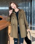 Womens Trench Coat 2022 New Autumn Khaki Long Turn Down Collar Women Clothes Causal Full Sleeve Belt Double Breasted Ou