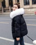 Winter Parkas Women Jacket 2022 New Long Sleeves Cotton Padded Parka Fur Collar Hooded Female Jacket Thick Warm Casual O