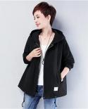 2022 New Autumn Womens Jacket Long Sleeve Coat Hooded Female Windbreaker Zipper Pockets Casual Loose Basic Jackets Oute