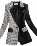 2022 New Autumn All Match Women Blazers Vintage Office Ladies Blazer Houndstooth Suits Coat Female Casual Office Slim Ou