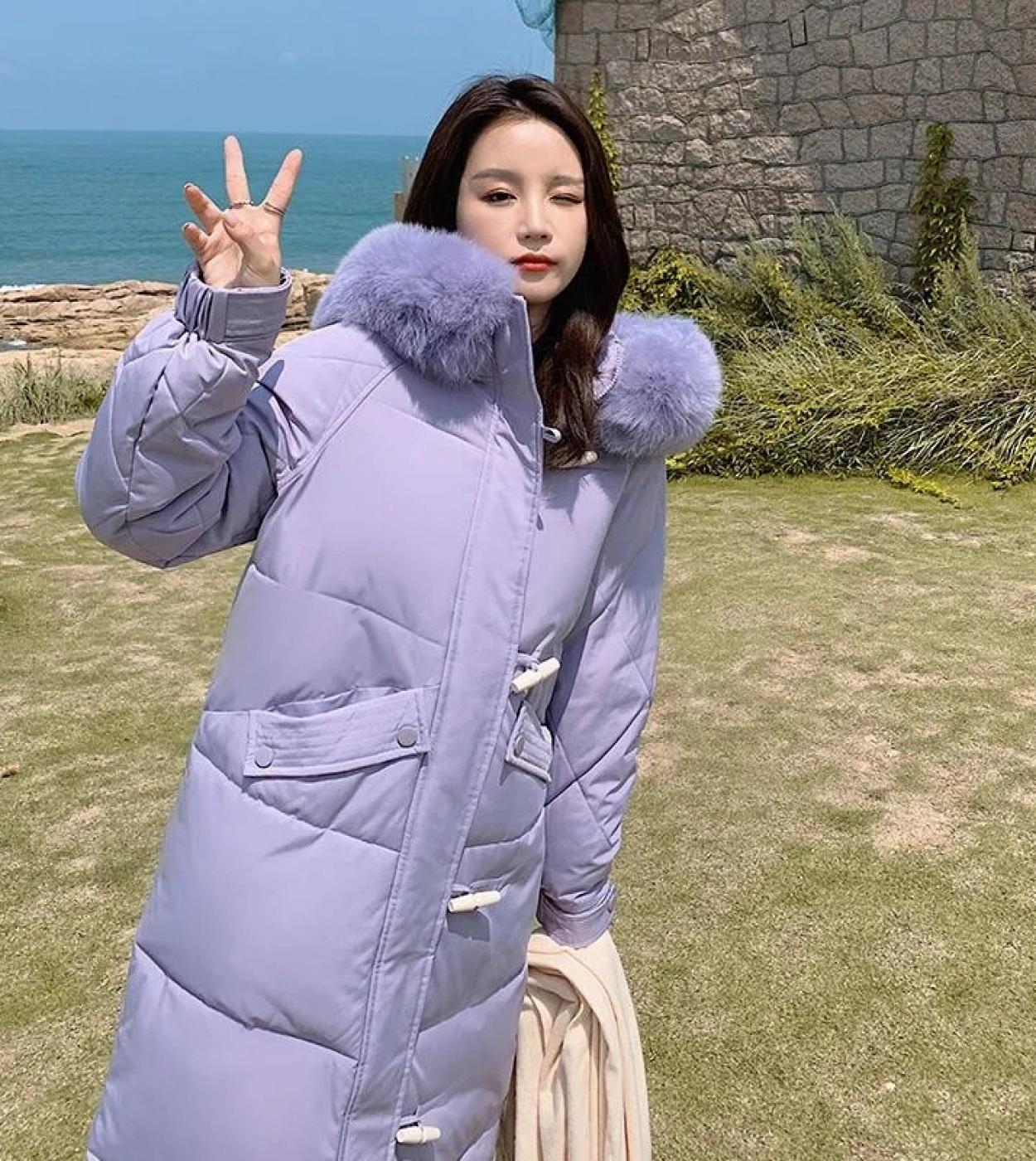 2022 New Winter Jackets Womens Parkas Fur Collar Hooded Thicken Warm Long Coat Cotton Padded Jacket Outwear Female Park