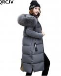 Parka Womens Long Down Cotton Winter Jacket 2022 New Casual Fur Collar Hooded Female Warm Thick Outerwear R1047parkas