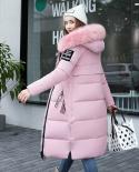 Parka Womens Long Down Cotton Winter Jacket 2022 New Casual Fur Collar Hooded Female Warm Thick Outerwear R1047parkas