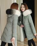 2022 Winter Jacket Women Parka Fur Collar Casual Hooded Slim Long Coat Fashion Female Jacket Cotton Padded Warm Outwear 