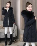 2022 New Winter Jacket Women Coat Fur Collar Hooded Thick Parkas Warm Cotton Padded Jacket Female Long Parka Outwear  Pa