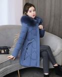 2022 New Winter Jacket Women Coat Fur Collar Hooded Thick Parkas Warm Cotton Padded Jacket Female Long Parka Outwear  Pa