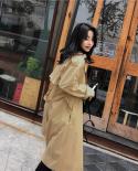 2022 New Autumn Khaki Long Trench Coat Women Loose Female Windbreaker Fashion Trench Coats Casual Outerwear P552  Trench