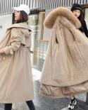 Womens Parkas 2022 New Winter Jacket Fur Lining Long Coat Thick Warm Female Hooded Fleece Padded Parka Distachable Outw