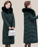 New Winter Jacket Women Long Parkas Fur Collar Hooded Down Cotton Jacket Warm Thicken Cotton Padded Outwear Plus Size 5