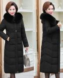  New Winter Jacket Women Long Parkas Fur Collar Hooded Down Cotton Jacket Warm Thicken Cotton Padded Outwear Plus Size 5