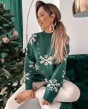 High Quality Women Full Sleeve Pullover Crew Neck Cute Christmas Tree Casual Sweaters Oversized Knitwear Outerwear Jumpe