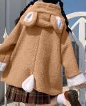 Women Winter Warm Wool Plush Coat Rabbit Ear Imitation Coat Fleece Jackets Cute Girl Hooded Snow Coats Jacket Outwear Ja