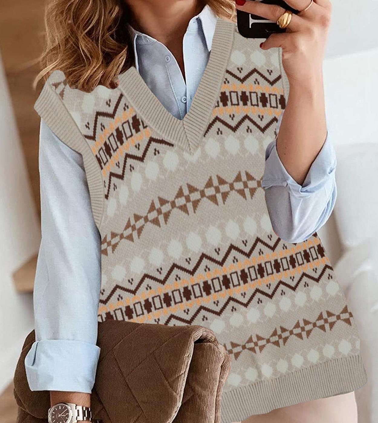 Women Knitted Sweater Vest Fashion Oversized Pullovers Sleeveless Loose Sweater  College Style Women Jumper Sueter Mujer