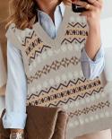 Women Knitted Sweater Vest Fashion Oversized Pullovers Sleeveless Loose Sweater  College Style Women Jumper Sueter Mujer