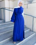 Ramadan Muslim Fashion Satin Maxi Dresses Solid Color Women Hijab Dress Eid Abaya Dubai Turkey Abayas Islam Caftan Robe 
