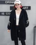  Autumn Winter Women Cardigan Knit Sweater Embroidery Beading Long Trench Coat Thick Hooded Casual Outerwear Large Size 