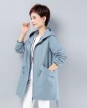  New Autumn Womens Jacket Long Coat Loose Hooded Jacket Casual Female Windbreaker Basic Jackets Outwear Plus Size 5xl  