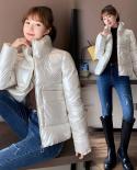 Women Parkas 2022 New Winter Jacket Stand Collar Down Cotton Jacket Female Long Sleeves Casual Parka Warm Snow Wear Coat