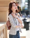  Autumn Spring Womens Blazer Elegant Fashion Lady Blazers Coat Plaid Suits Casual Female Jacket Suit Outerwear Feminino