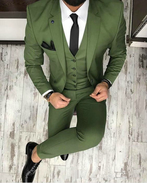 119.76 US Latest Coat Pant Designs Light Green Men Suit Business Slim Fit Formal Groom 3 Piece Wedding Suits Tuxedo Custom Terno M Description