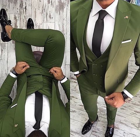 119.76 US Latest Coat Pant Designs Light Green Men Suit Business