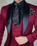  Jacketsvestpants  2022 Mens Fashion Black Business Striped Suit Threepiece Men Wedding Dress Groom Suit Party Blaz