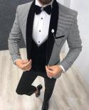  Jacketsvestpants  2022 Mens Fashion Black Business Striped Suit Threepiece Men Wedding Dress Groom Suit Party Blaz