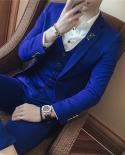  Jacket  Vest  Pants  Fashion Boutique Solid Color Mens Formal Business Suit Groom Wedding Dress Men Party Suit 3 Pc