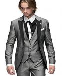 2buttons Dark Grey Blazer Trousers Groom Men Suit Tuxedo Wedding Prom Suits Custom Made 3pcs Jacket Pants Vest Dinner Pa
