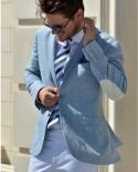 Latest Elbow Patched Linen Blazer With White Pants Groom Tuxedo Beach Wedding Men Suits 2 Pcs Casual Groomsman Terno Mas