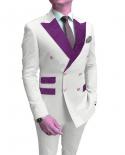 Fashion Pinstripe Slim Fit Mens Suits Double Breasted Two Pieces Wedding Tuxedos Custom Made Business blazertrousers