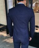  Jacket  Pants  Brand Boutique High Quality Fashion Striped Mens Formal Business Suit Groom Wedding Dress 2 Pcs Setsu