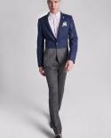 New 2 Pieces Notched Lapel Summer Navy Blue Men Suits 2022 Wedding Suits For Men Gentle Male Blazer Slim Fit Groom Wear 