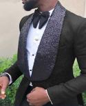Black Wedding Tuxedo For Groom 2 Piece Slim Fit Men Suits Set Shawl Lapel Custom Prom Business Boyfriend Jacket With Pan