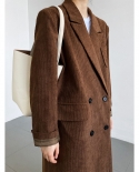 Corduroy Suit Jacket Womens Mid-length Over-the-knee Spring And Autumn Woolen Coat