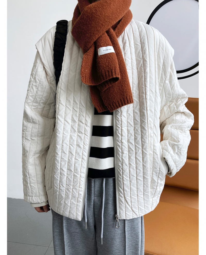 Vertical Stripe Quilted Padded Cotton Womens Thin Section Right-angle Shoulder Casual Warm Padded Cotton Clothing