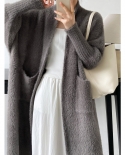 Lazy Wind Imitation Mink Velvet Mid-length Sweater Coat Womens Autumn And Winter Thickened Cardigan