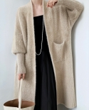 Lazy Wind Imitation Mink Velvet Mid-length Sweater Coat Womens Autumn And Winter Thickened Cardigan