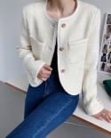 New Wool Small Fragrance Jacket Womens Short Temperament Tweed Ladies Top
