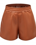 Ladies Simple Pu Leather Shorts Casual Loose Shorts