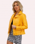 Spring And Autumn Short Leather Jacket Womens Slim Lapel Motorcycle Suit Oblique Zipper Jacket
