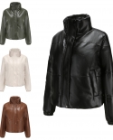 Nueva chaqueta de cuero corta de otoño e invierno, abrigo de algodón grueso para mujer