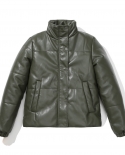 Nueva chaqueta de cuero corta de otoño e invierno, abrigo de algodón grueso para mujer
