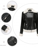 Autumn And Winter New Velvet Leather Jacket Womens Warm Long-sleeved Lapel Coat Commuter Casual Jacket