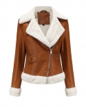 Autumn And Winter New Velvet Leather Jacket Womens Warm Long-sleeved Lapel Coat Commuter Casual Jacket