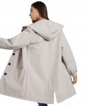 New Anti-splash Hooded Windbreaker Womens Casual Long Coat  Loose Large Size Outdoor Windbreak